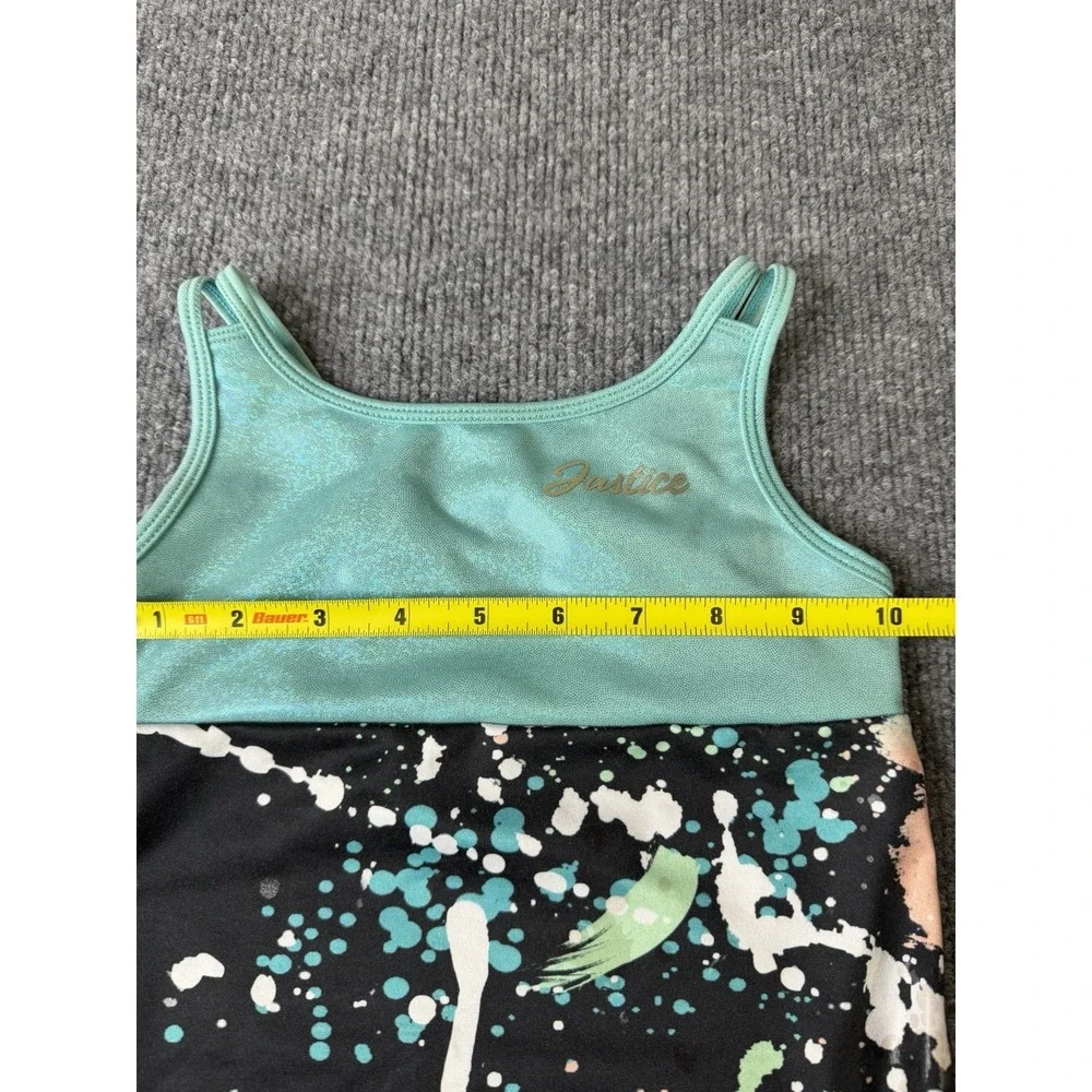 Justice Girls One Piece Swimsuit S 7/8 Black Multi Paint‎ Splash